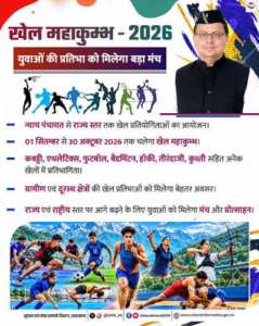 21 एवं 22 सितम्बर को दयानन्द स्टेडियम में होगा हरिद्वार शहर विधानसभा स्तरीय खेल महाकुंभ–2026 का आयोजन