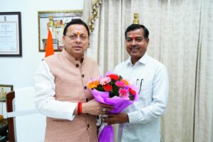 मुख्यमंत्री से मुख्यमंत्री आवास पर रानीपुर (हरिद्वार) विधानसभा क्षेत्र से विधायक श्री आदेश चौहान ने शिष्टाचार भेंट की